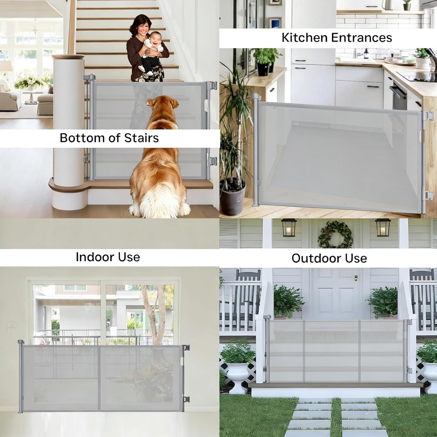 236 Inch Extra Wide Retractable Baby Gate,Mesh Baby Gate or Mesh Dog Gate,34" Tall,Child Safety Gate for Doorways, Stairs, Hallways, Indoor or Outdoor