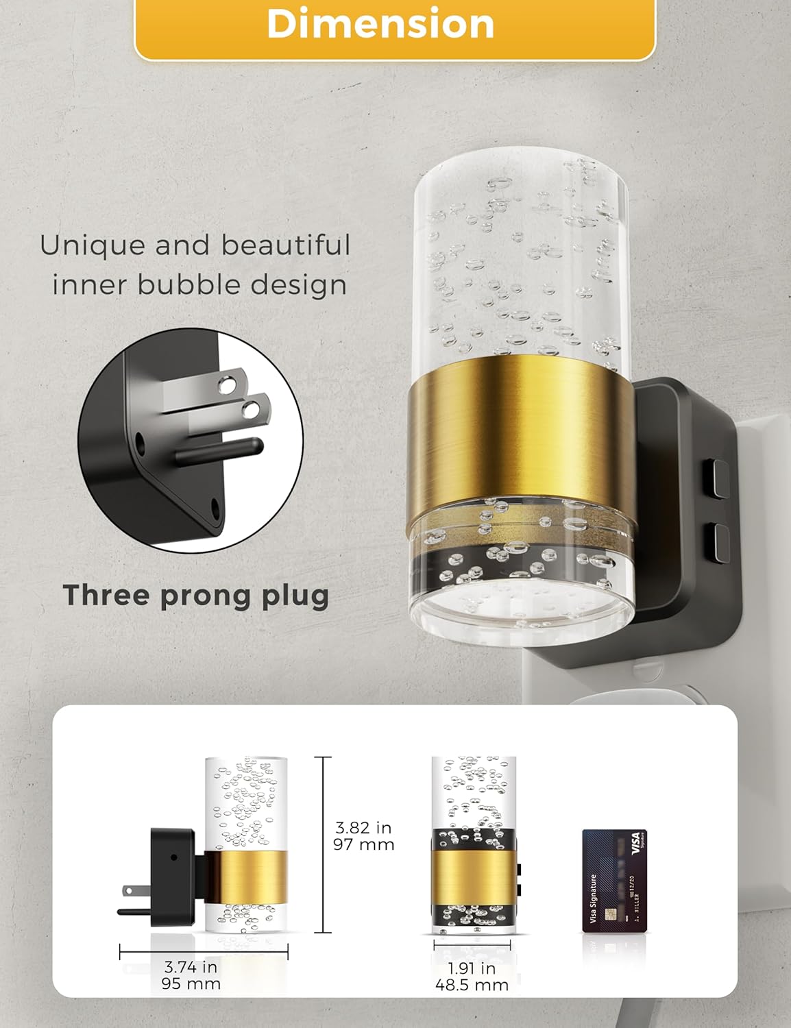 L LOHAS LED Night Light,Dimmable Night Lights Plug into Wall, 2 Pack Acrylic Nightlight with 0-100 LM Adjustable Brightness, 3000K Plug in Night Light with Dusk to Dawn Sensor, for Bathroom Hallway