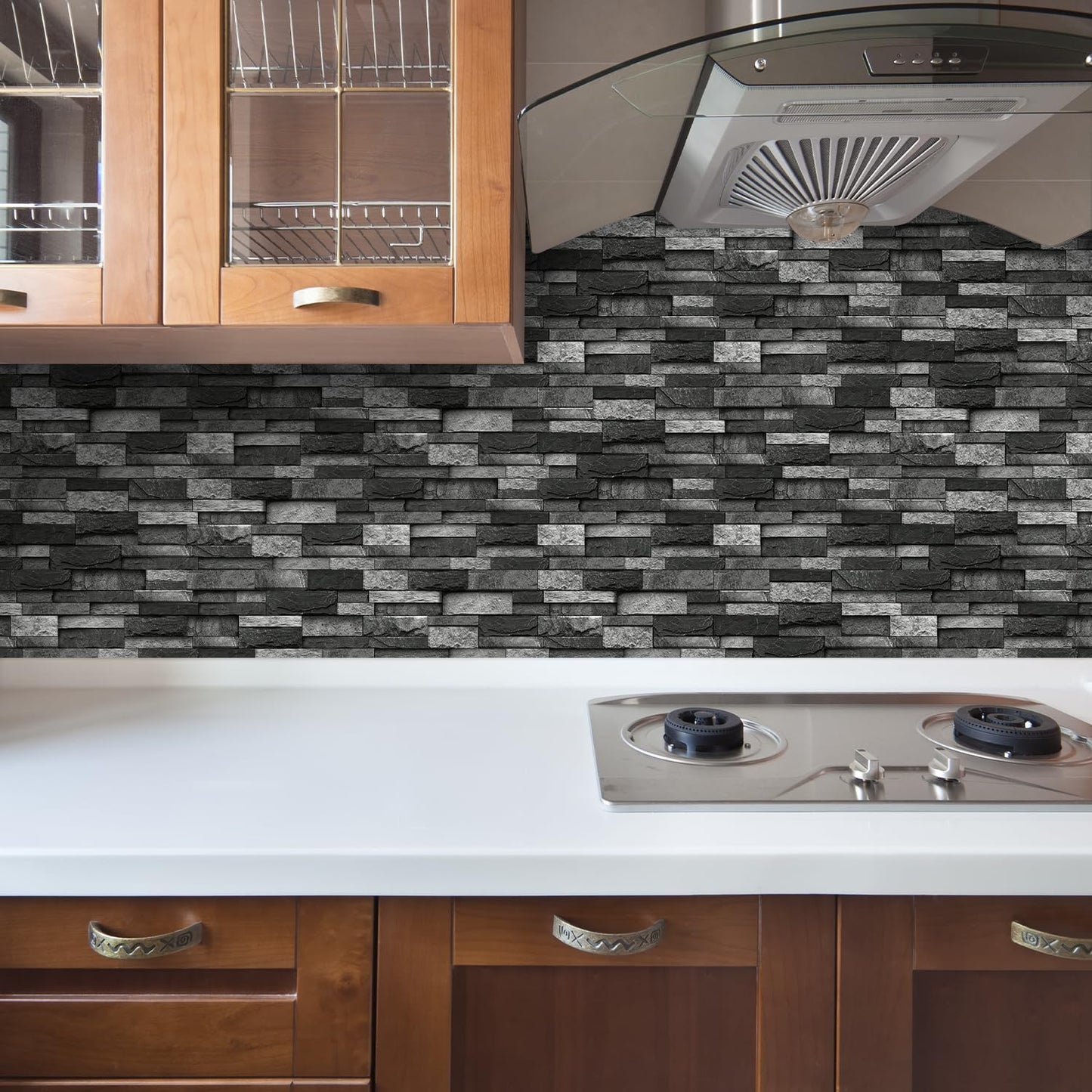 36 Sheets of Self Adhesive Marble Tile Wall Tiles Vinyl Sticker | 9.68 x 4.72in Water Resistant, Easy to Stick and Peel off, Suitable for DIY Decoration on Ceilings and Walls (Black)