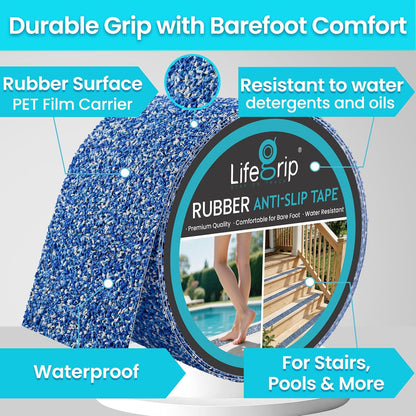 Lifegrip Anti Slip Tape, 4 Inch x 15 Foot Non-Slip Traction Grip Tape for Stairs, Waterproof Stair Treads Grip Non Slip, Non Skid Tape for Steps, Outdoor Black Grip Tape (4" X 15')