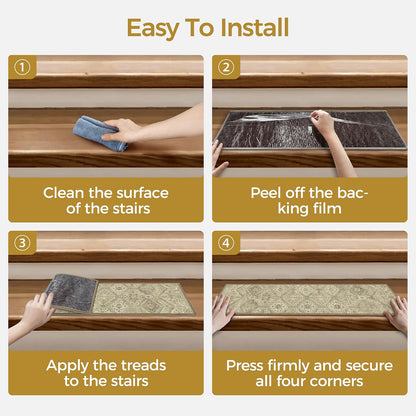 sarben Non Slip Stair Treads for Wooden Steps 15PCS - 8"x30" Indoor Safety Carpet, Edging Mats with TPE Adhesive Backing, Pet and Elderly Friendly Stair Rugs (Taupe) - Colors A