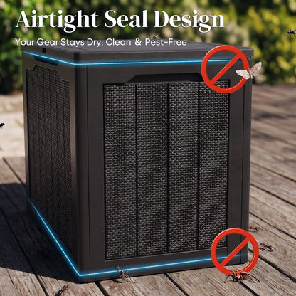 Quictent 100 Gallon Heavy Duty Resin Deck Box, Weatherproof Waterproof Outdoor Storage Bench, UV Resistant Lockable Container for Garden, Pool Supplies, Patio Cushions & Furniture Accessories