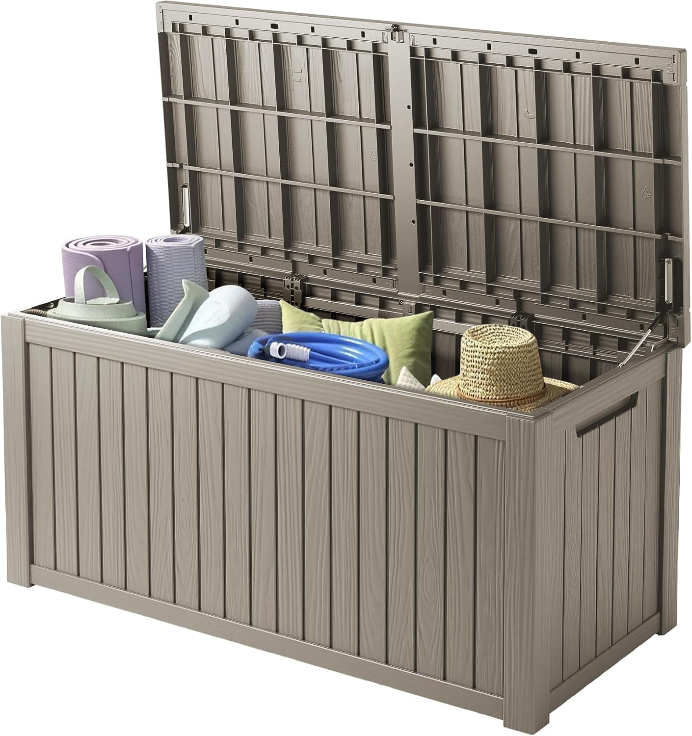 320 Gallon Outdoor Storage Box, Extra Large Waterproof Resin Deck Box with Lockable Lid Storage Bin for Patio Furniture Cushion, Garden Tools, Pool Accessories, UV-Resistant Outside, Black