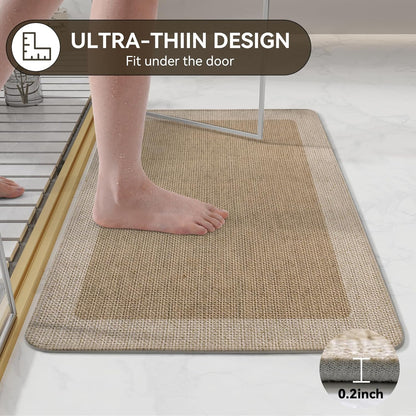 YDKGL Ultra Thin Bathroom Rugs Mat Quick Dry Absorbent Non Slip Bath Mat Bath Mats for Bathtub Mat Bathroom Carpet Fit Under Door Washable Floor Rubber Half Round Bath Rugs Grey 16x24
