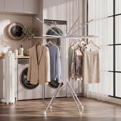 RFOUO Wall Mounted Clothes Drying Rack Tripod,Foldable Drying Rack,Wall Mounted Dryer Rack Clothing,Over The Door Drying Rack for Laundry Bedroom Household Aluminium