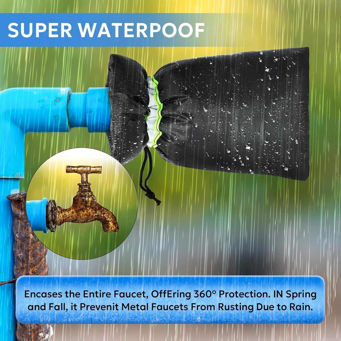 MIXC Outdoor Faucet Cover for Winter - 4 Packs 7.09''W x 10.24''H Water Socks Freeze Protection Pipe Insulation Reusable Waterproof Insulated Spigot Backflow Cover