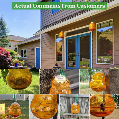 2 Pack Wasp Traps Outdoor Hanging | Carpenter Bee Traps for Outside Yellow Jacket Trap Wasp Killers Bee Catcher Hornet Trap for Outdoor Farm Garden (Orange)