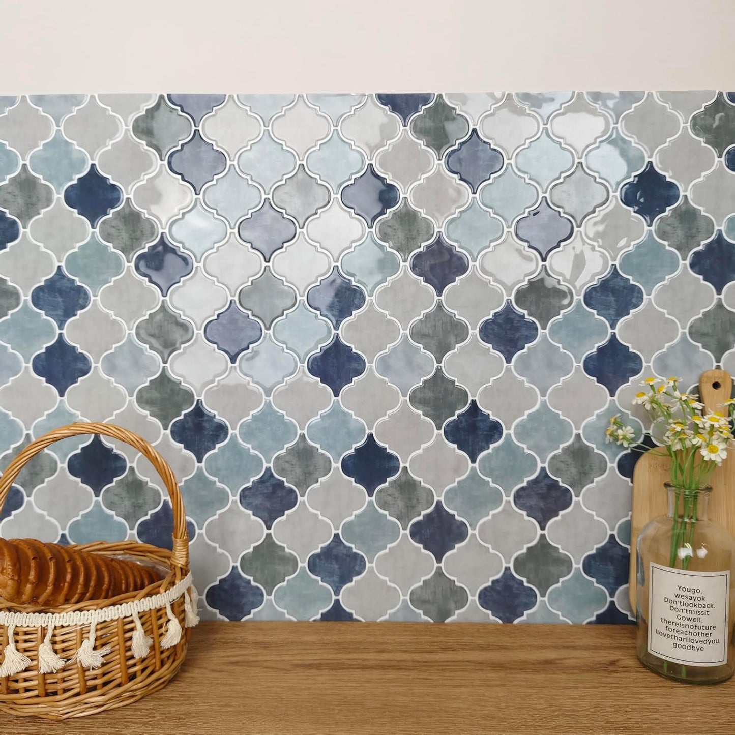 Arabesque Peel and Stick Backsplash for Kitchen, Thicker Design 3D Self Adhesive Wall Tiles, 12"x12" Peel and Stick Wall Tiles, Dark Grey 10-Sheet Stick on Tiles for Kitchen and Bathroom.