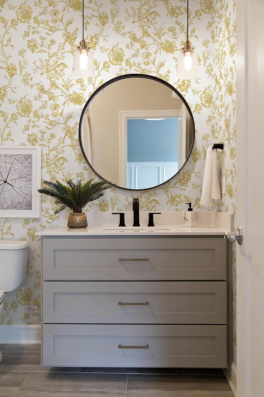 Safiyya Peel and Stick Wallpaper Vintage Floral Contact Paper 17.3" x 78.7" Wall Paper Renter Friendly Self Adhesive Removable Wallpaper for Bathroom Vinyl