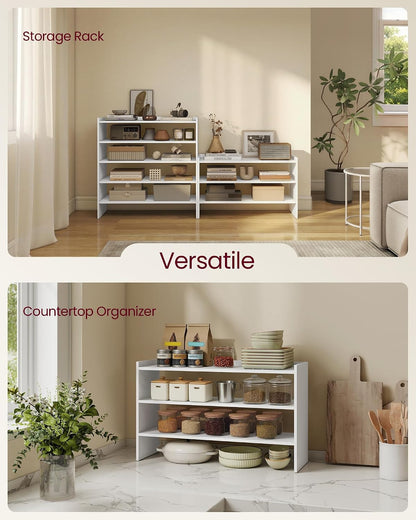 VASAGLE CUSTOS Collection - Shoe Rack for Closet, Stackable Shoe Organizer Shelf for Entryway, 2 Tiers, 11.7 x 24.4 x 14.2 Inches, White ULBS062WZ01S
