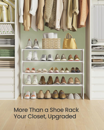 SONGMICS Shoe Rack, 6-Tier Shoe Organizer, Metal Storage Shelf, Upright or Upside Down, for 24-30 Pairs, Stackable, for Entryway, 11.8 x 36.2 x 42.7 Inches, Black ULSA306BH01