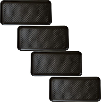 All Weather Boot Tray – Set of 2 Large Water-Resistant Plastic Utility Shoe Mat for Indoor and Outdoor Use in All Seasons by Stalwart (Black)