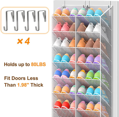 UVIAHOMI Over the Door Shoe Organizer for 20-30 Pairs, 10-Tier, Black