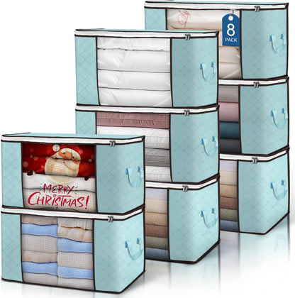 90L Large Storage Bags, 6 Pack Clothes Storage Bins Foldable Closet Organizers Storage Containers with Reinforced Handle for Clothing, Blanket, Comforters, Bed Sheets, Pillows and Toys (Gray)