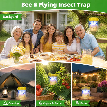 4 Pack Wasp Deterrents for Outside,Reusable Solar Powered Hanging Wasp Catcher, Stay Away from Insect for Garden Yard Deck