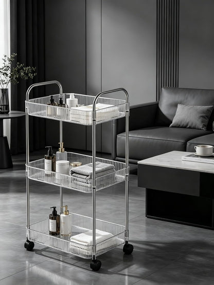 Sooyee 3 Tier Rolling Cart with Wheels, Slim Storage Cart, Under Desk Narrow Rolling Utility Cart Storage Organizer for Office Bathroom Kitchen Laundry Room Narrow Places, White, Plastic and Metal