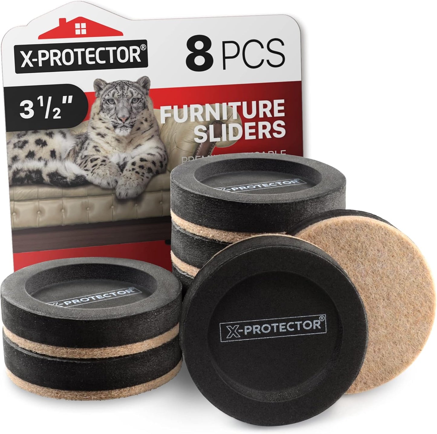 X-Protector Felt Furniture Sliders for Hardwood Floors 24 PCS 1” - Self-Adhesive Furniture Slider - Heavy-Duty Furniture Movers for Hard Surfaces - Felt Sliders - Move Your Furniture Easily!