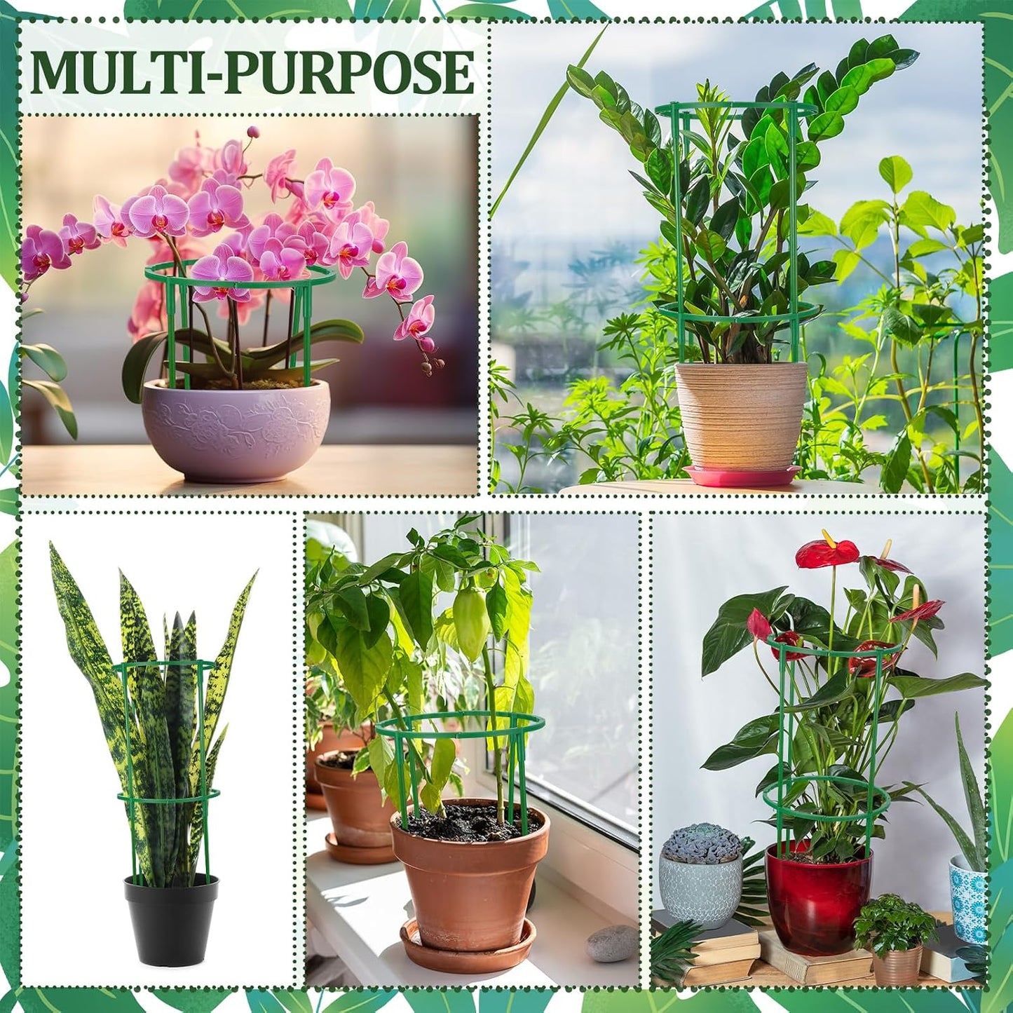 36 Pcs Plant Support Stakes, Half Round Plant Support for Indoor Plants Stackable Plant Holder Stick Plastic 9.8 Inch Plant Stakes for Tomato, Monstera, Peony, Hydrangea Climbing Plants
