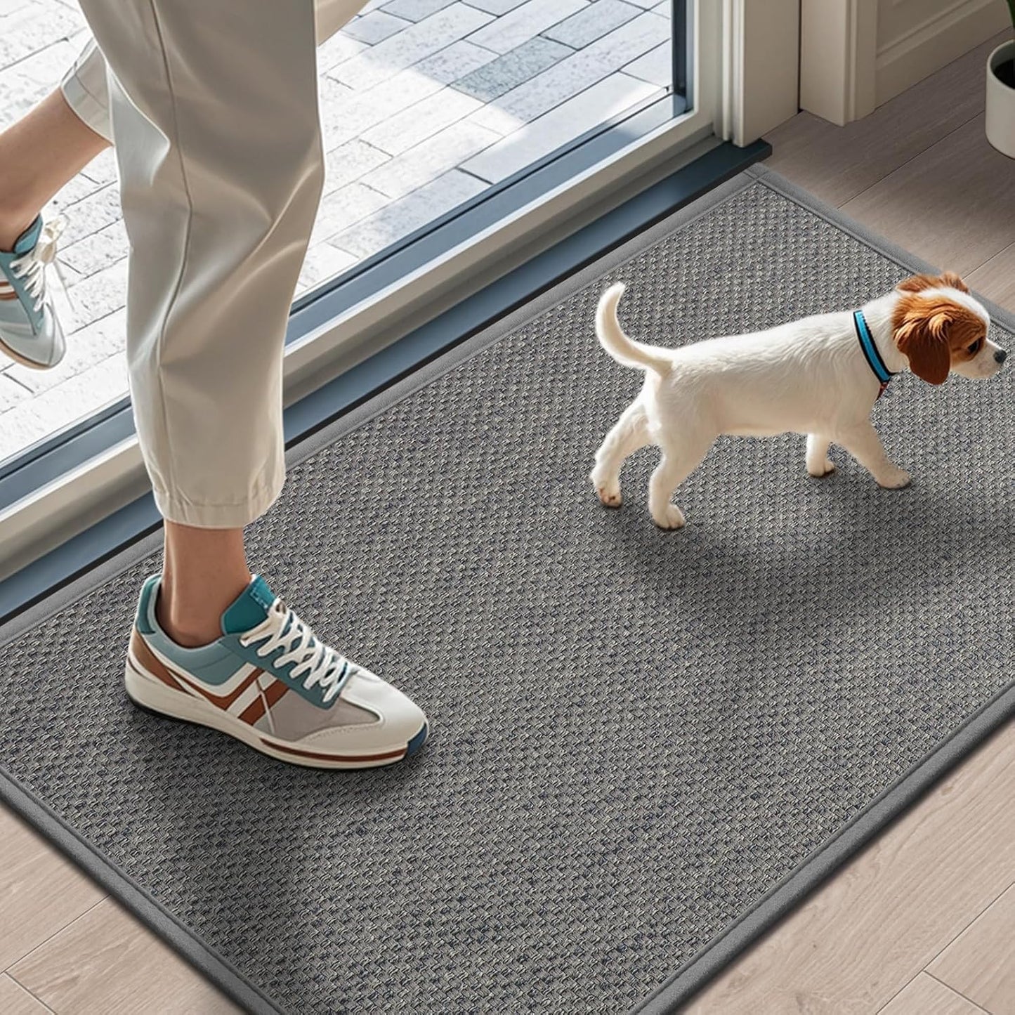 LEKEEPGO Door Mat 17"x29", Non Slip Door Mat Indoor Entrance, Rubber Backing Indoor Door mats Washable Absorbent Low-Profile Doormat Front Entryway Entry Resist Dirt Inside Door Mats, Khaki