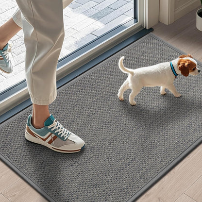 LEKEEPGO Door Mat 17"x29", Non Slip Door Mat Indoor Entrance, Rubber Backing Indoor Door mats Washable Absorbent Low-Profile Doormat Front Entryway Entry Resist Dirt Inside Door Mats, Khaki