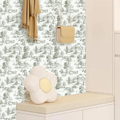 Peel and Stick Wallpaper, Self - Adhesive Removable Vintage Pastoral Landscape Pattern, PVC Contact Paper for Bedroom/Living Room/Kitchen/Bathroom/Cabinet, Renter Friendly