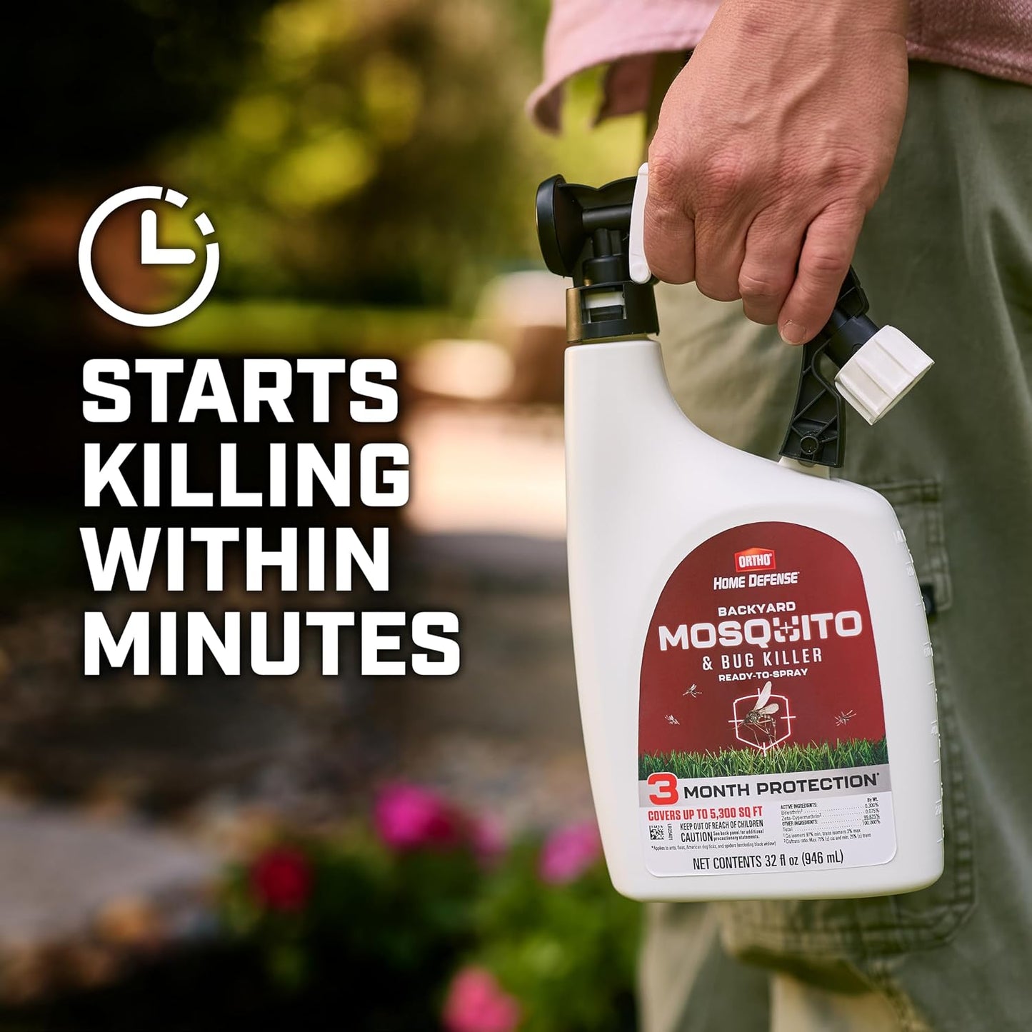 Ortho Home Defense Mosquito Kill and Prevent - Controls Mosquitoes and Larvae, Silent, Easy-to-Use, Mosquito Killer Protects up to 4,300 sq. ft., 1 Station & 2 Bands for 2 Months Protection