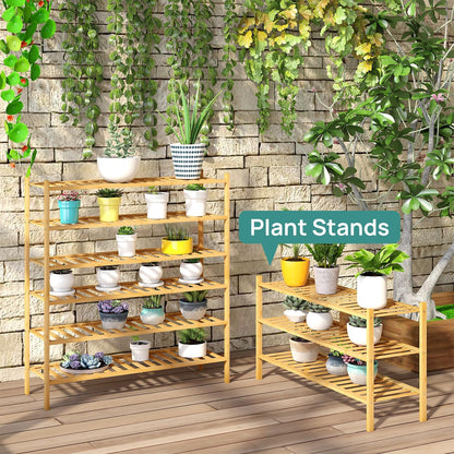 viewcare 3-Tier Black Bamboo Shoe Rack for Entryway, Stackable | Foldable | Natural, Shoe Shelf Storage Organizer for Hallway Closet, Free Standing Shoe Racks for Indoor Outdoor