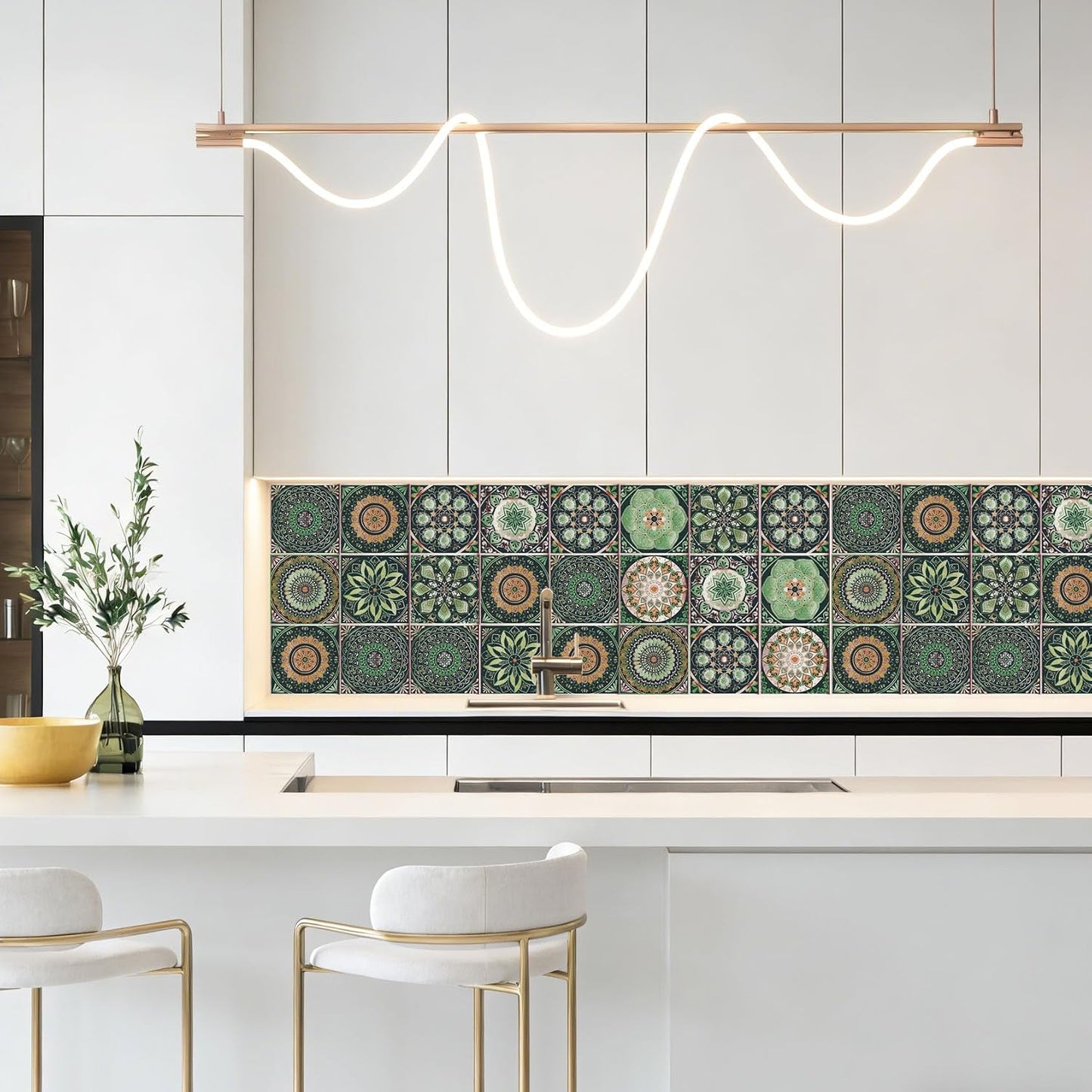 PVC Peel and Stick Tile Stickers 24Pcs Waterproof Removable Backsplash Wall Decals Self-Adhesive Subway Stickers for Kitchen Bathroom RV Instant DIY Upgrade Sticker (Style D, 3.94 x 3.94 Inch)
