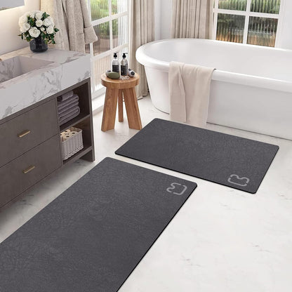 Diatomaceous Earth Bath Mat Rugs Super Absorbent Diatomite Stone Bath Mat Non Slip Quick Dry Thin Bathroom Mat Fit Under Door, Floor Rugs in Front of Bathtub, Shower Room, Sink,15.7"x23.6", Grey