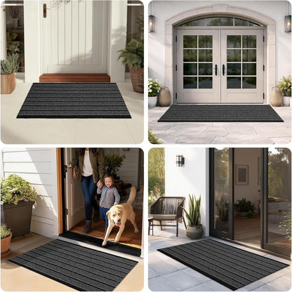 Outdoor Front Door Mat 32" x 48", Dirt Trapping Outside Entrance Rug, Non Slip Shoe Scraper, Heavy Duty Commercial Rug for Patio, Garage, Traffic Area, Office, Roll Packing