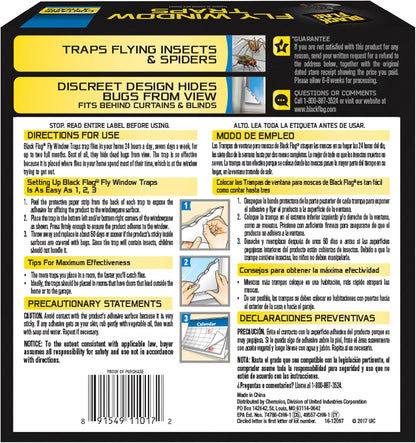 Black Flag Fly Stick, Trap Houseflies and Flying Insects, Pack of 6