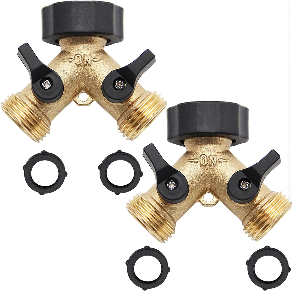 Lifynste 2 Way Brass Hose Splitter, 3/4" Brass Hose Connectors, Y Connector Garden Hose Adapter Connector, 1 Pack