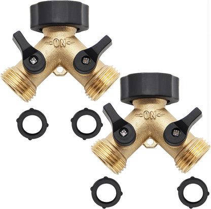 Lifynste 2 Way Brass Hose Splitter, 3/4" Brass Hose Connectors, Y Connector Garden Hose Adapter Connector, 1 Pack