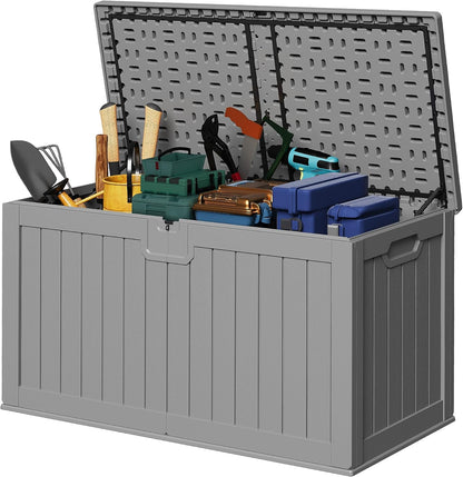Devoko 30 Gallon Resin Deck Box Waterproof Outdoor Storage Box for Patio Furniture Pool Accessories Indoor Storage for Cushion Garden Tools (30 Gallon, Black)