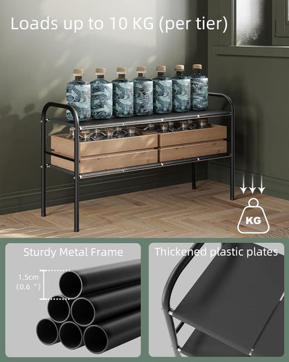 NETEL Under Sink Organizers and Storage, 2 Tier Expandable Under Cabinet Organizer Shelf with 4 Baskets and 4 Panels, Expandable Shelf for Cupboard, Kitchen, Bathroom, Shoe Storage Rack