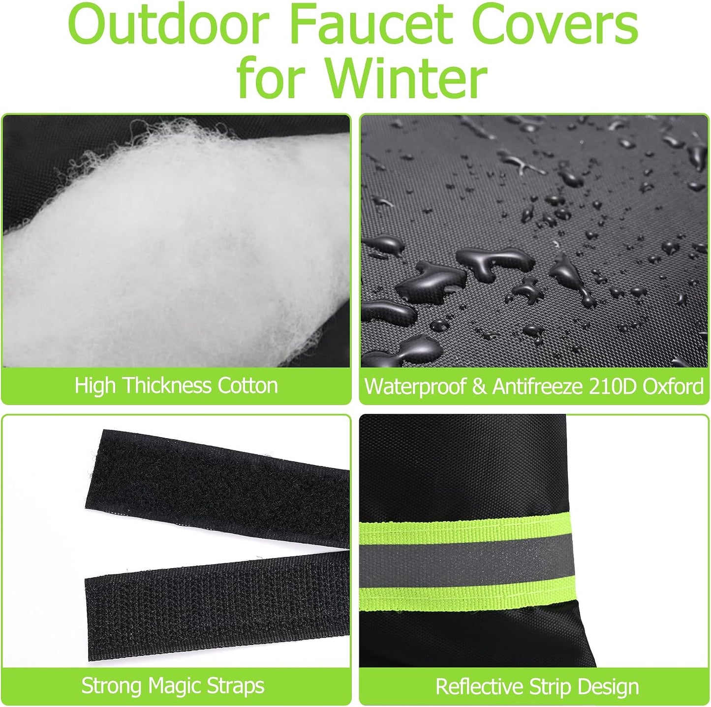 Outdoor Faucet Cover, Thicken Outdoor Faucet Covers for Winter Freeze Protection 5.9" W x 7.1" H Orange Reflective Strip, Outside Faucet Socks Reusable Waterproof Insulated Wrap Spigot Cover, 4 Pack