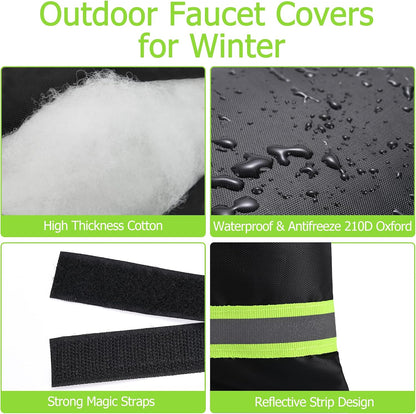 Outdoor Faucet Cover, Thicken Outdoor Faucet Covers for Winter Freeze Protection 5.9" W x 7.1" H Orange Reflective Strip, Outside Faucet Socks Reusable Waterproof Insulated Wrap Spigot Cover, 4 Pack