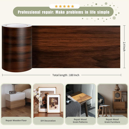 Besezx Wood Grain Repair Tape, 2.4" X15', Self Adhesive Wood Grain Repair Patch for Tables, Chairs, Baseboards, Doors, Windows, Floors, All Kinds of Furniture Renovation, Handicraft DIY. (Natural oak)