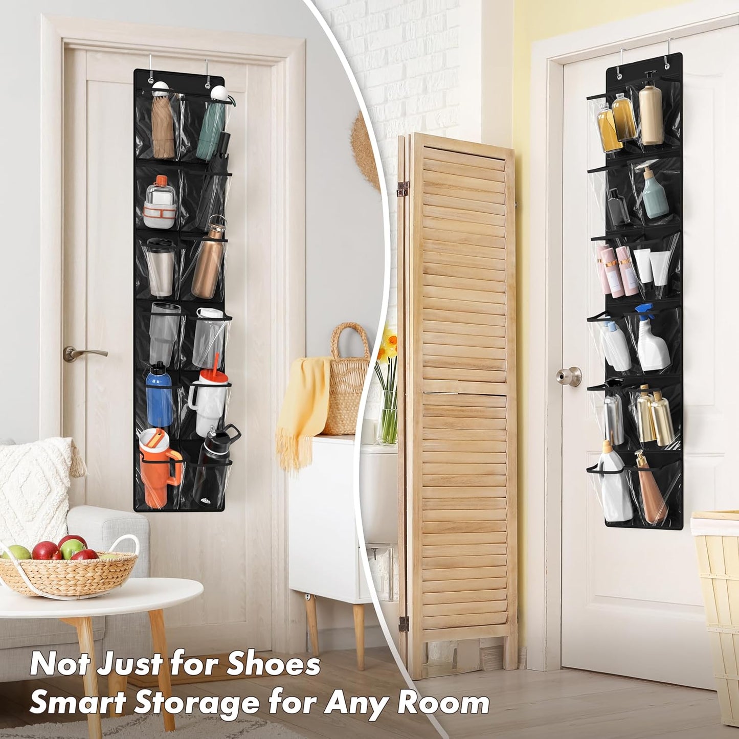 Simple Houseware 24 Pockets - 2PK 12 Large Pockets Over Door Hanging Shoe Organizer, Grey