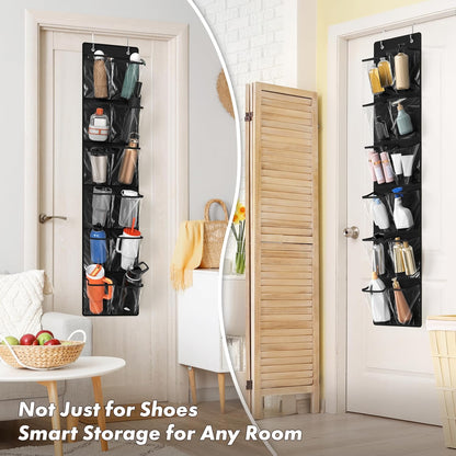 Simple Houseware 24 Pockets - 2PK 12 Large Pockets Over Door Hanging Shoe Organizer, Grey