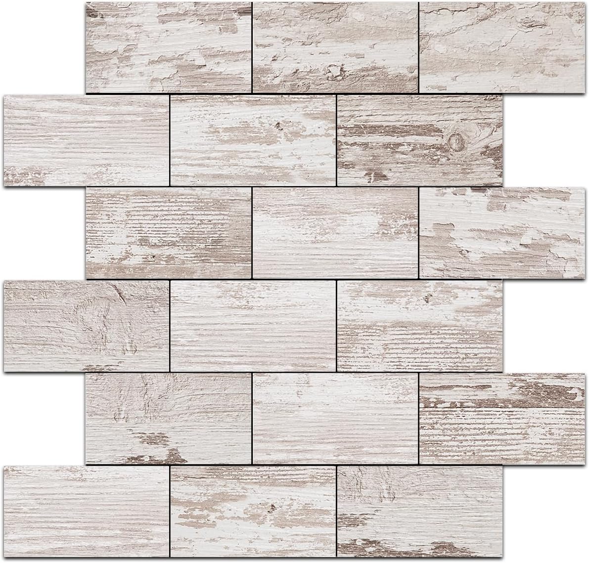 DICOFUN 10-Sheet Polished White Thick PVC Peel and Stick Backsplash, Ceramic Look Subway Tile White Kitchen Backsplash Peel and Stick Wall Tiles