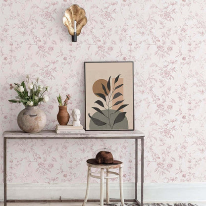 Ismoon Peel and Stick Wallpaper Floral Vintage Stick on Wall Paper Beige French Textured Contact Paper for Cabinet Removable Self Adhesive Wallpaper Vinyl Roll Shelf Deco, 17.3x78.7in