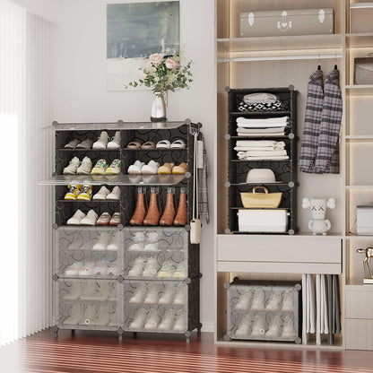 AWTATOS 8 Tiers Shoe Rack Organizer, 32 Pair Shoe Storage Cabinet, White | DIY Stackbale Plastic Shoe Organizer Shelves for Closet Entryway Hallway Bedroom