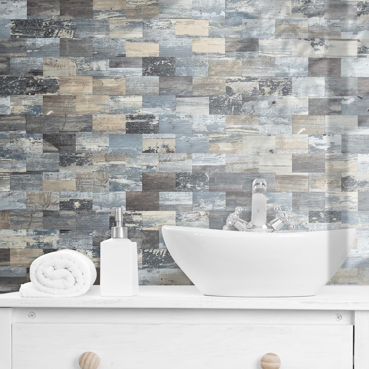 DICOFUN 10-Sheet Polished White Thick PVC Peel and Stick Backsplash, Ceramic Look Subway Tile White Kitchen Backsplash Peel and Stick Wall Tiles