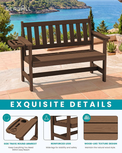 SERWALL HDPE Outdoor Storage Bench, Deck Box with Waterproof Storage Bags | All-Weather Benches | 57 Gallon Dual-Use Seat | Organizer Deck Boxes for Patio, Garden Tools & Pool | Dark Black