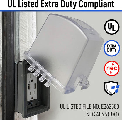 Sealproof 1-Gang Weatherproof In Use Outdoor Outlet Extra Deep Cover | Lockable, UL Extra Duty Compliant, 18 Configurations, Polycarbonate