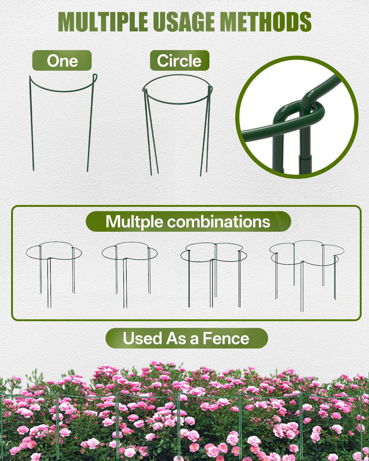 12 Pack 16 Inch Metal Plant Support Stakes for Outdoor Plants and Flowers | Peony cages and supports, Flower stakes, Includes 15 Pcs twist ties, Sturdy, Rust-proof, Easy to install, Durable