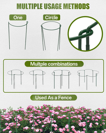 12 Pack 16 Inch Metal Plant Support Stakes for Outdoor Plants and Flowers | Peony cages and supports, Flower stakes, Includes 15 Pcs twist ties, Sturdy, Rust-proof, Easy to install, Durable