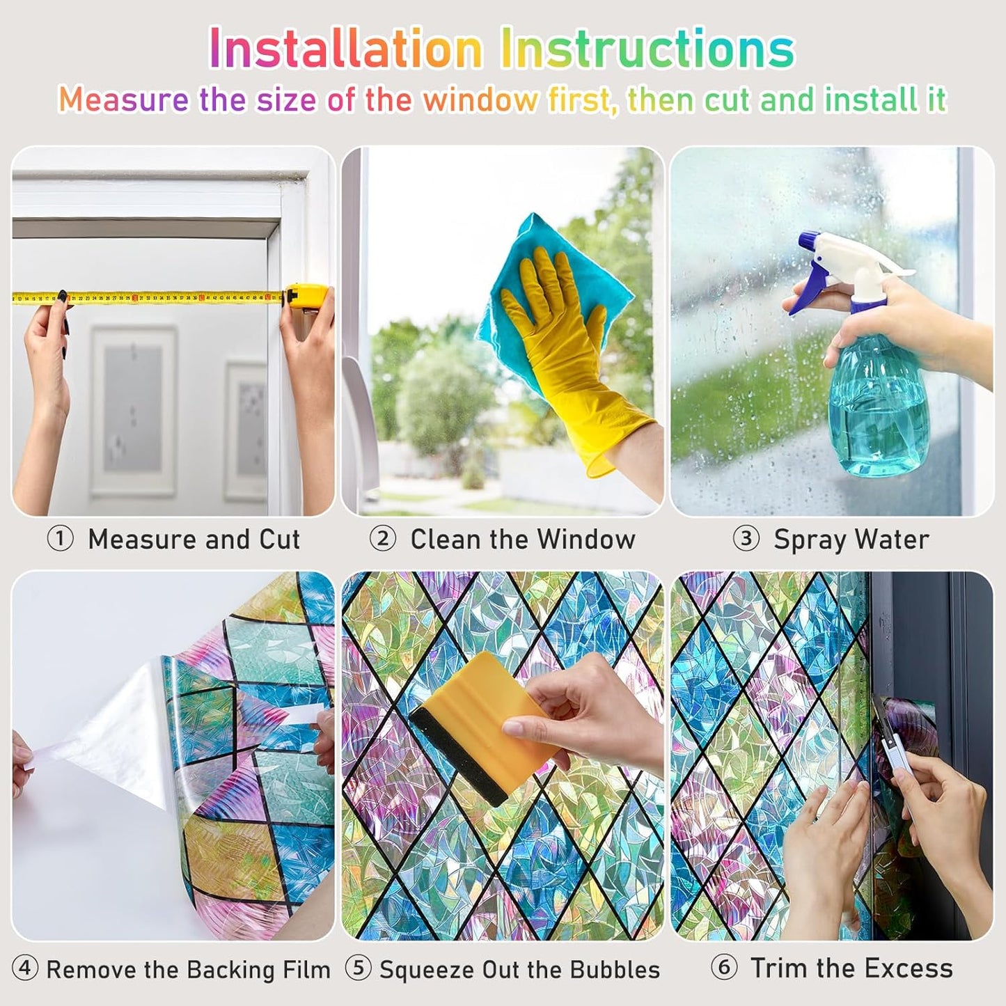 SUNBABY Reeded Glass Window Privacy Film, Frosted Glass Window Film for Bathroom & Front Door, Static Cling Decorative 3D Window Stickers Day and Night Privacy Sun Heat Blocking (17.5 x 78.7 Inch)
