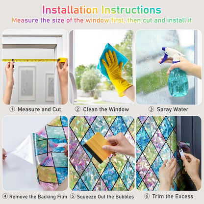 SUNBABY Reeded Glass Window Privacy Film, Frosted Glass Window Film for Bathroom & Front Door, Static Cling Decorative 3D Window Stickers Day and Night Privacy Sun Heat Blocking (17.5 x 78.7 Inch)